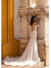 Strapless Ivory Lace Glitter Tulle Wedding Dress With Detachable Sleeves